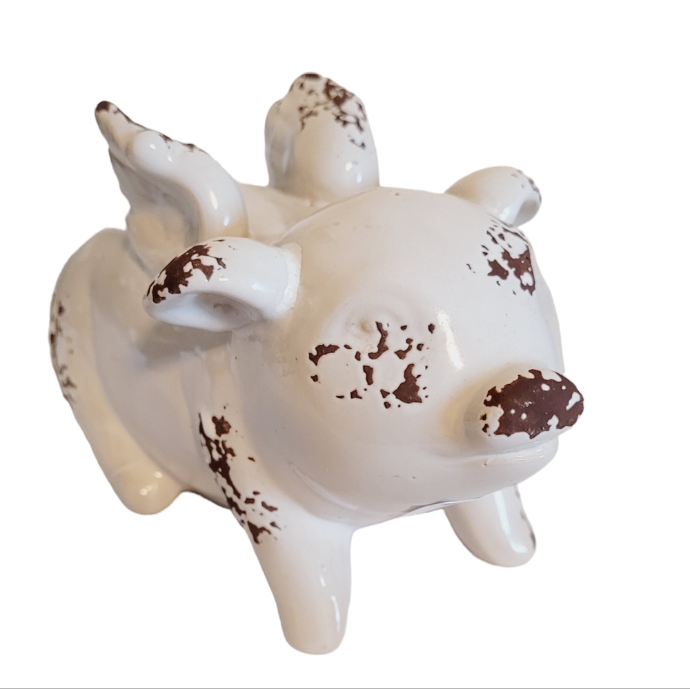 Pig figurine angel pig wings vintage
